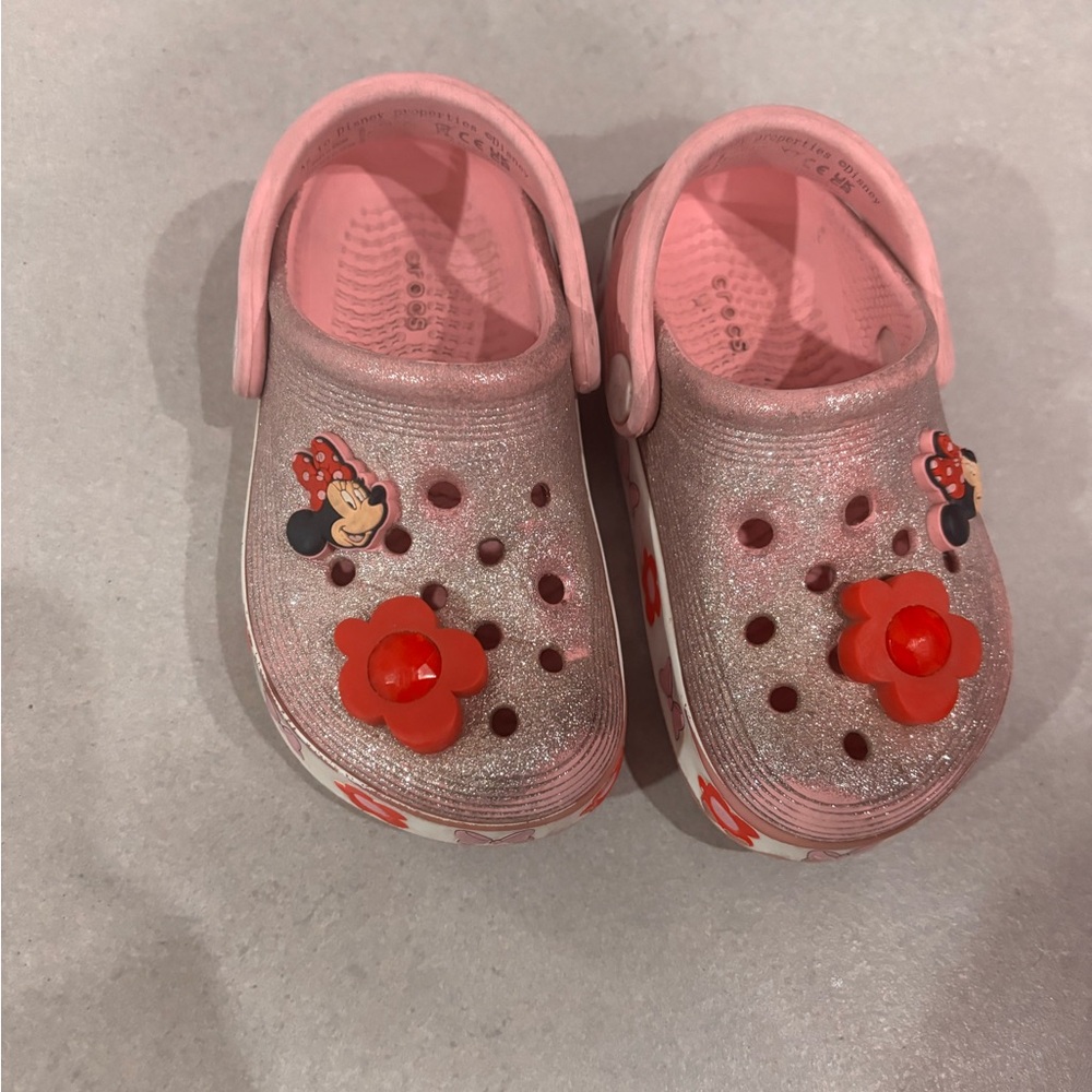 CROCS Kids Glittery Pink Minnie Mouse Sandals